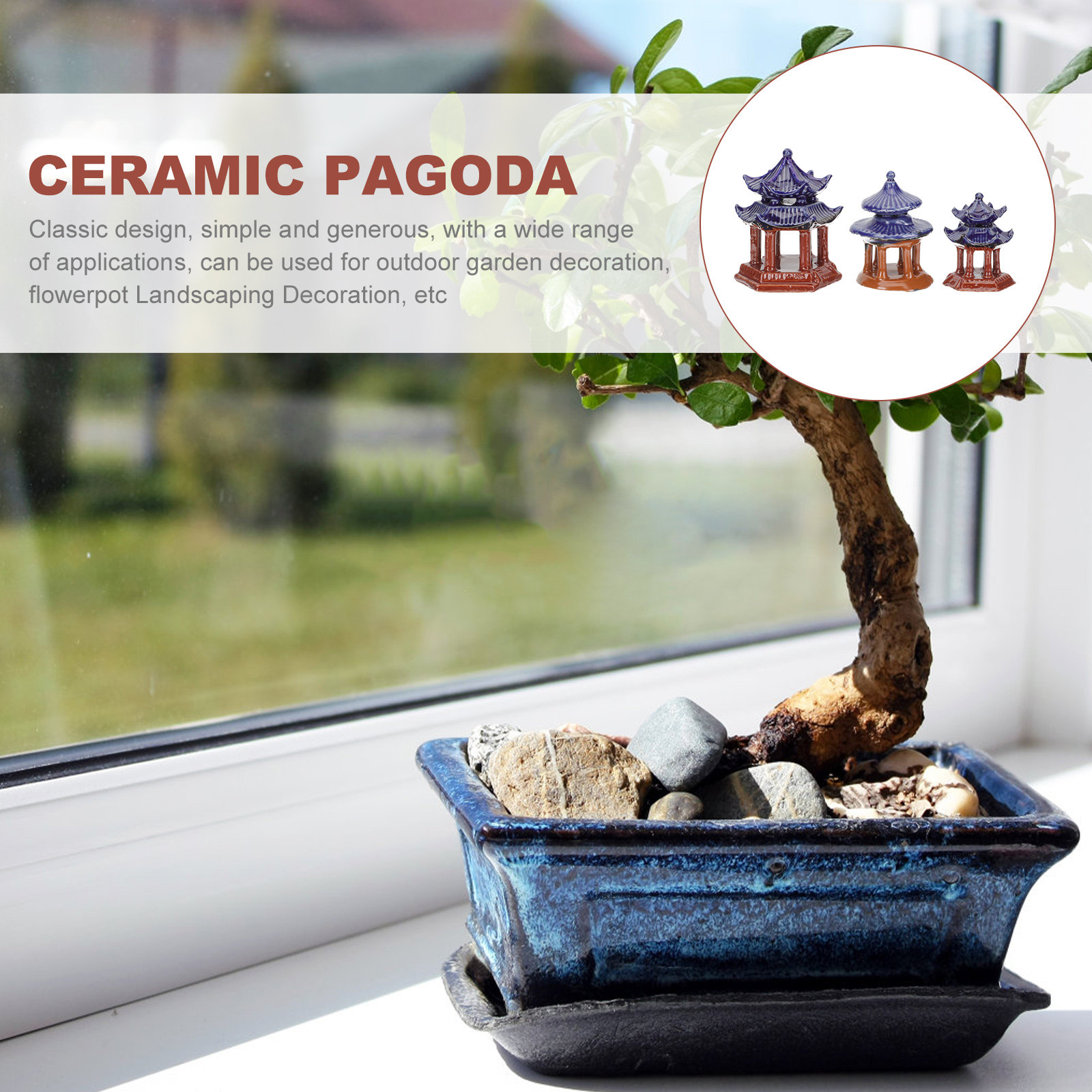 Aquarium Decor - 3 шт. керамические миниатюрные пагоды для
